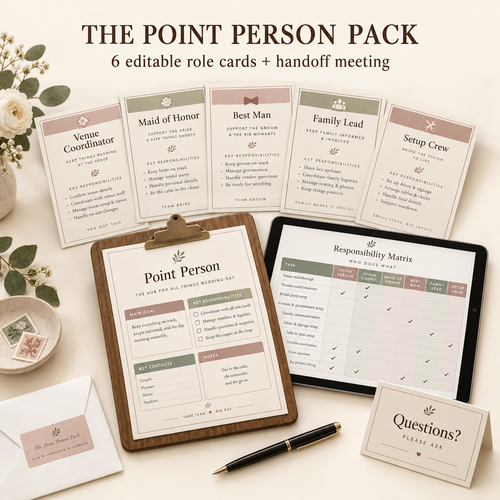 The Point Person Pack: 6 editable role cards, responsibility matrix and handoff meeting agenda