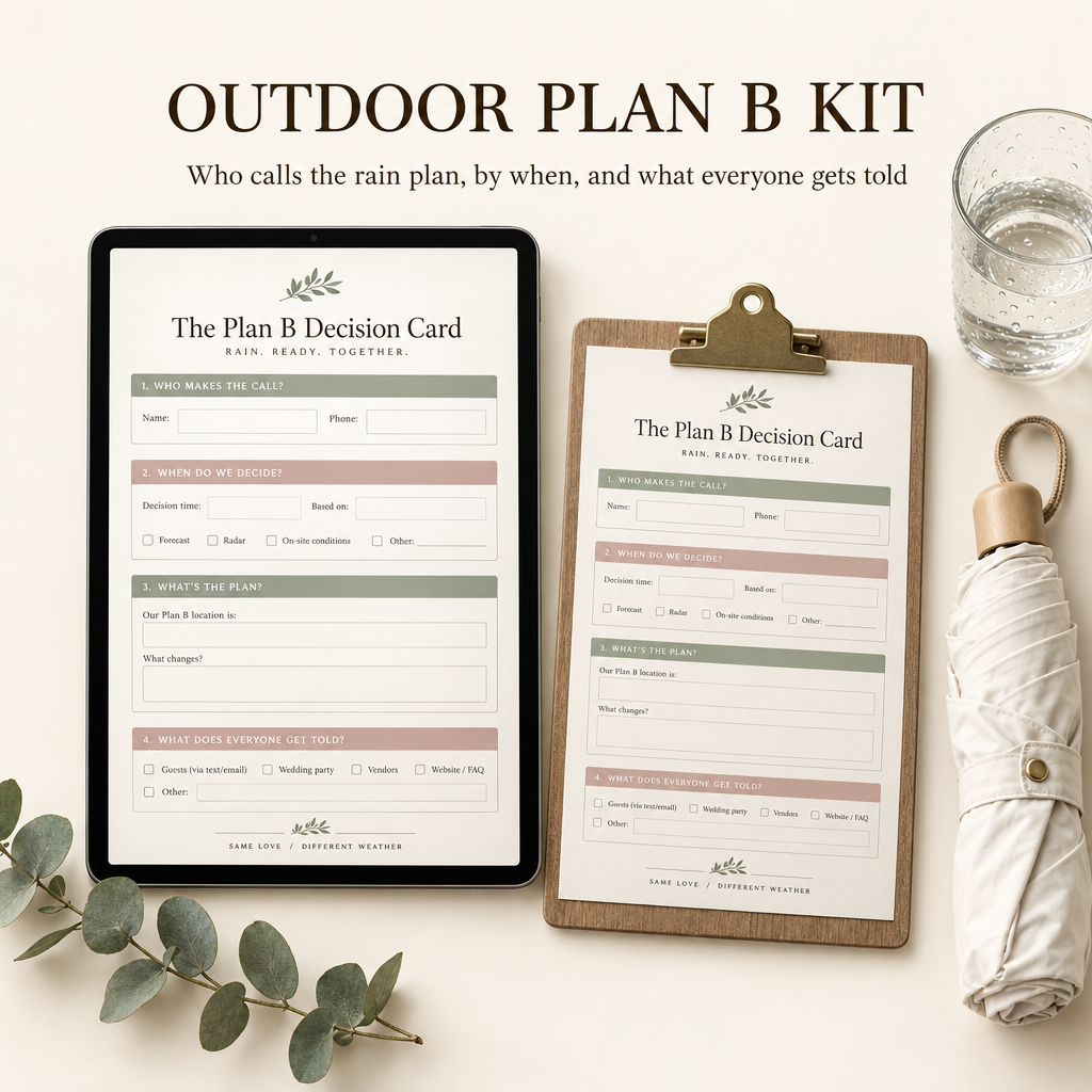 Outdoor Plan B Kit: fillable Plan B Decision Card on iPad and clipboard
